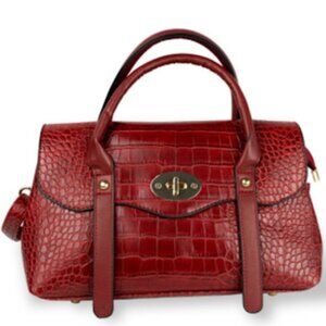 Harper and Hyde Red Croc Vegan Leather Satchel
